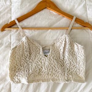 Out From Under Lace Bralette Ivory Crochet Crop Top Boho Festival Size Medium